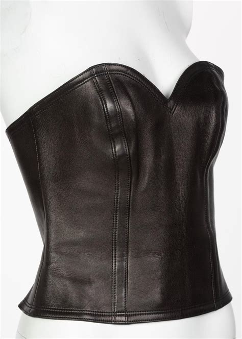 Yves Saint Laurent Black Leather Bustier Top YSL, 2009 